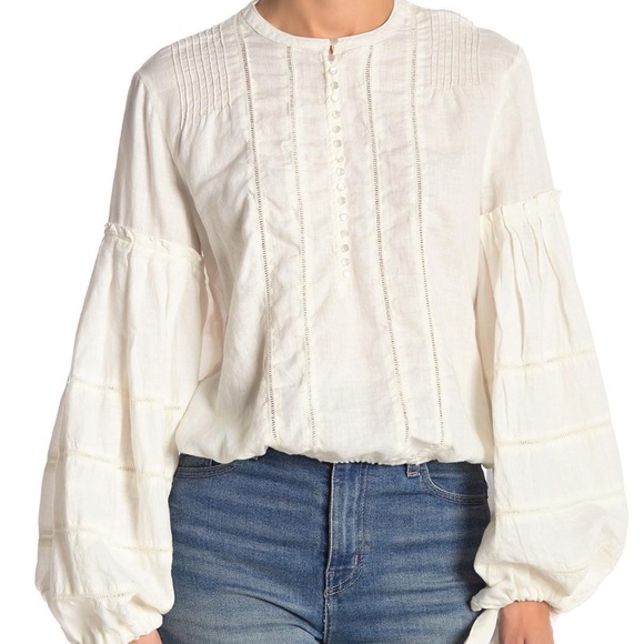 Free People High Swells Linen Top NWT XS - Picture 2 of 7